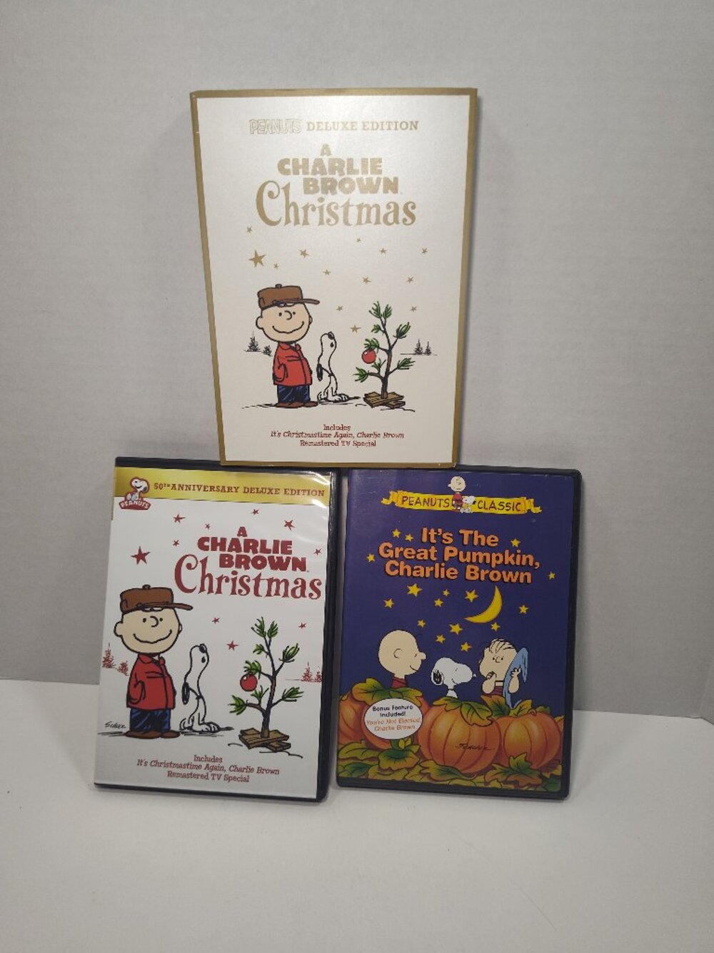 Peanuts DVD Lot Charlie Brown Christmas Deluxe w/ Slipcover + Great Pumpkin